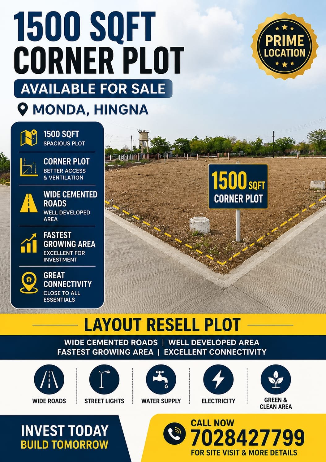 1500 Sq.Ft. Corner Plot in Monda, Hingna Road
